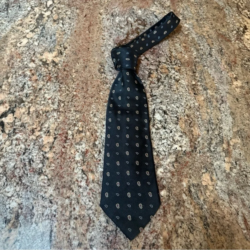 Elegant Navy Teardrop Paisley Tie
